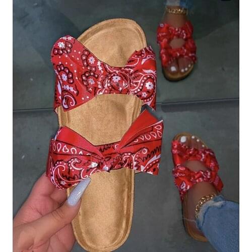 Siddons 2020 Bow-Knot Designer Shoes For Women Slippers Fashion Prints Beach Outside Slippers Ladies Slides Casual Flats Shoes
