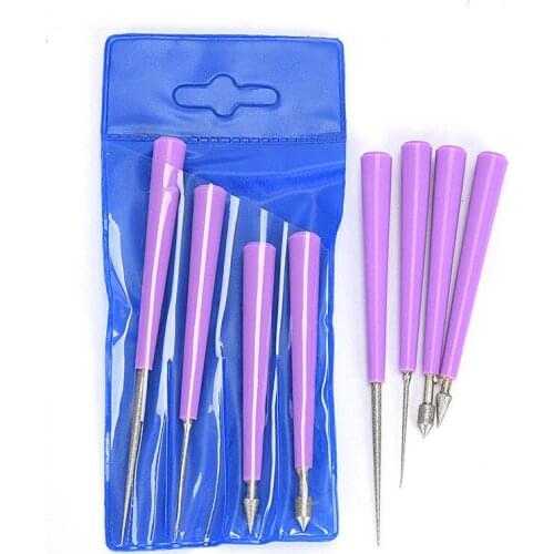 Jewelry Making Diamond Pearl Glass Bead Reamer Burr Beading Hole Enlarger Tool Purple Woodworking Hand 4pcs Craft Tool Set