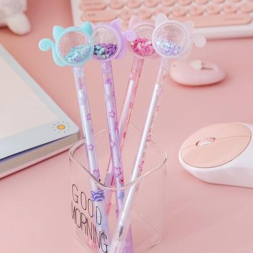 Ellen Brook 1 PCS Stationery Kawaii Gel Pen School Office Supply Novel Creative Cat Glitter Recreation Cute Gel Pen