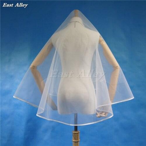 1 Tier Wedding Veil Satin Edge Blusher Veil White Ivory Bridal Veil