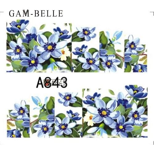 GAM-BELLE 1 Sheet Colorful Flower Nail Sticker Vintage Nail Art Decoration Full Cover Decals Water Transfer Tattoo Manicure Tool