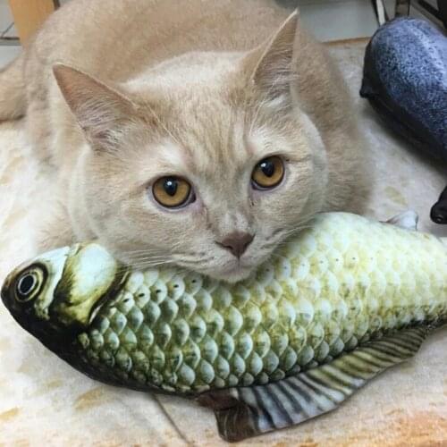Hot Sale Artificial Cat Catnip Toys Fish Plush Dog Pillow Pet Cat Dog Chew Scratch Pillow Toys Sleeping Cushion 1pc