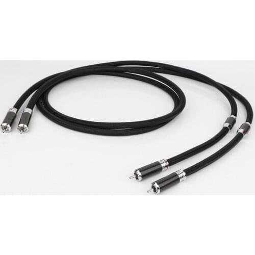 Hi-end OFC RCA Male to Male Cable Hifi RCA Interconnect Audio Cable with Rhodiumd Plated Carbon fiber RCA Plug