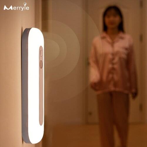 PIR Infrad Motion Sensor Night Light AUTO Switch ON/OFF LED Bedroom Night Lamp USB Recharge Reading Lamp for Cabinet Wardrobe