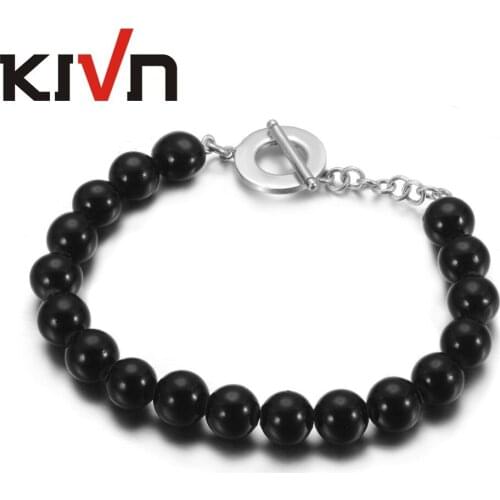 KIVN Fashion Jewelry 10mm Round Black Onyx beads Wedding Bridal Bracelets for Women Mothers Day Birthday Christmas Gifts
