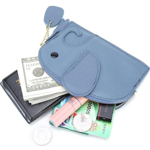 Elephant Creativity Genuine Leather Womens Wallet Luxury Coin Purse Female Fashion Short Money Clip Card Holder Clutch Bag