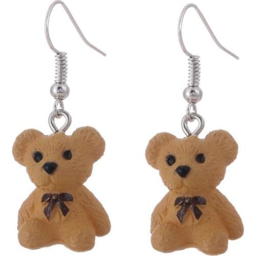 Creative gifts cute teddy bear dangle earrings fashion jewelry animal earrings statement earrings for women Girl cute jewelry