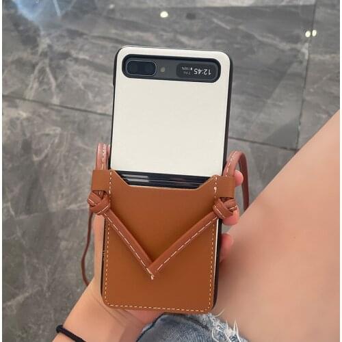 Creativity Wallet Card Holder Lanyard Case For Samsung Galaxy Z Flip/Z Flip 3 Crossbody PU Leather Shockproof Hard