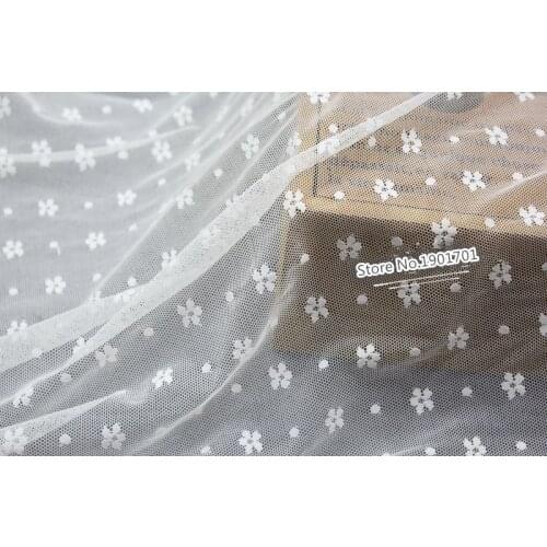 Lace fabric mesh material 150cm diy dress clothing accessories Elastic Net yarn embroidery small flower curtains fabric