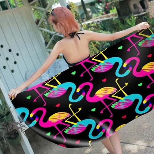 Summer Flamingo Flowers Beach Towel Microfiber Bath Towel Printed Big Travel Terry Gym Travel Hair Towels Shower Towel