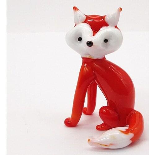 Cute Handmade Glass Fox Miniature Figurines Home Tabletop Decor Ornaments Christmas Childrens Day Holiday Party Gifts For kids
