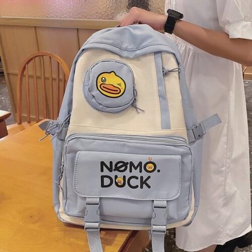 Cute Women School Bags for Girls Panelled Backpack Student Nylon Bookbag Casual Female Travel Rucksack Ladies Anti Theft Mochila