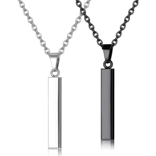 Fashion Rectangle Men Pendant Necklace Classic Trendy Simple Stainless Steel Cuban Chain Necklace For Men Jewelry Gift Wholesale