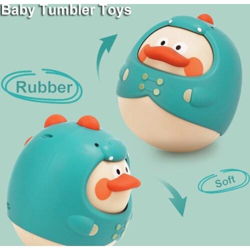 Cute Duck Tumblers Toys for Baby 0 12 24 Months Soft Teether Mobile Rattles Roly-Poly Bell Montessori Toys for Kids 2 to 4 Years