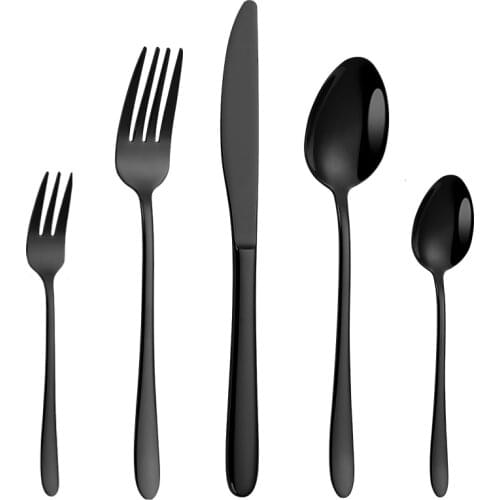 Black Cutlery Set Stainless Steel Gold Dinnerware Set Knife Fork Spoon Silverware Tableware Set Kitchen Flatware Dropshipping