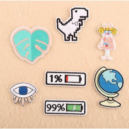 Battery Energy Globe New Abstract Pattern Patch Clothes Apparel Garment Diy Iron on Appliques Accessory