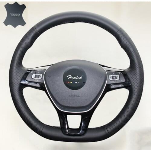 Braid on Steering Wheel Cover for Volkswagen VW Golf 7 Mk7 New Polo Jetta Passat B8 Tiguan Sharan Touran with original leather