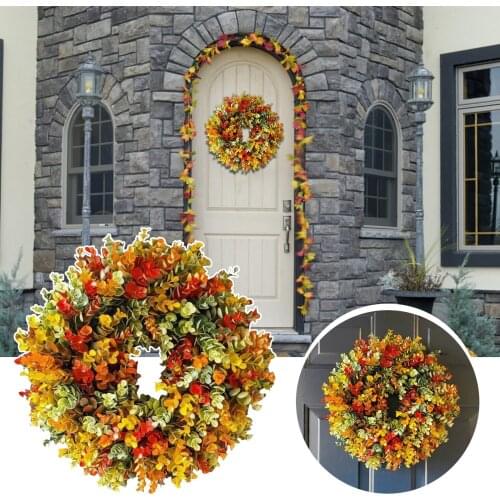 Autumn Wreath Home Decoration Outdoor Front Door 45cm Autumn Wreath Christmas Decoration Thanksgiving Garland Home Door
