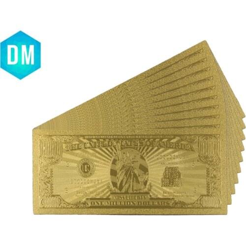 Festival Souvenir Gifts One Million 24k Gold Banknote Home Decorative 999.9 Gold Foil US Normal Money Worth Collections 10pcs