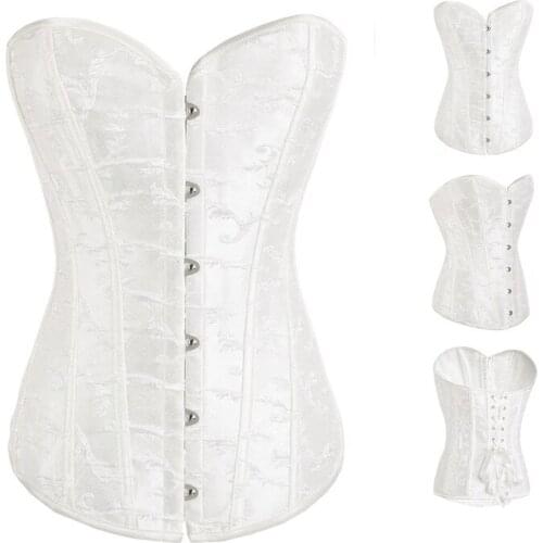 Sexy Floral Gothic Lace Up Boned Overbust Corset Bustier Waist Trainer Plus Size with G-string