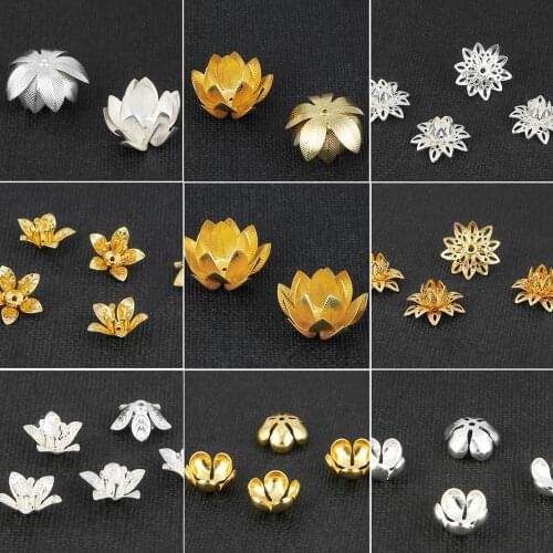 NEW 10pcs copper beads cap flowers cap flowers end caps lotus for making jewelry DIY needlework accessories