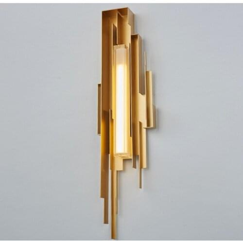 Modern Creative Golden Irregular Bedside Led Wall Light Art Brass Living Room Hotel Bedroom Decoration Wall Sconce Lighting