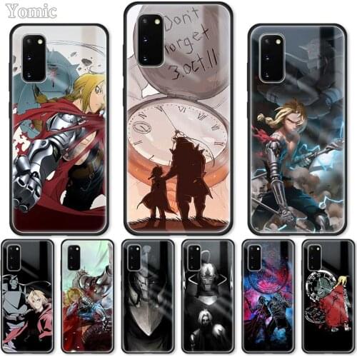 Fullmetal Alchemist Glass Case For Samsung Galaxy S20 FE S21 Note 20 Ultra 10 Lite 9 S10 S9 Plus S8 S10e Black Soft Border Cover