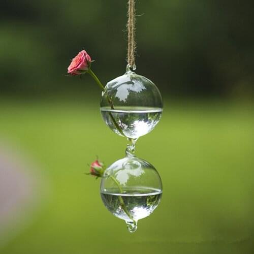 Diameter=12cm Wedding Decoration Hanging Glass Terrarium Two Hanging Hock Vase Friend Birthday Gift Wedding Favor Gift Wate