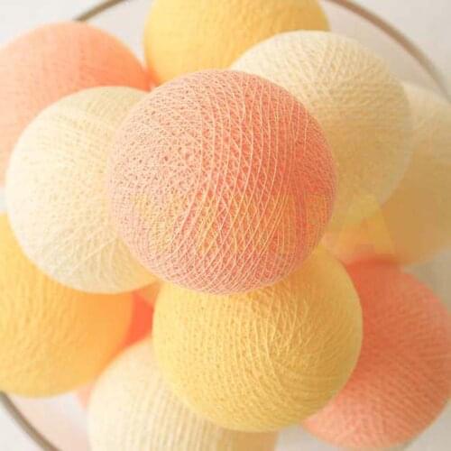 Peach Cream Yellow Cotton Ball LED String Holiday Lights for Bedroom Kids room Party Birthday Gift Fairy Wedding Night Lights