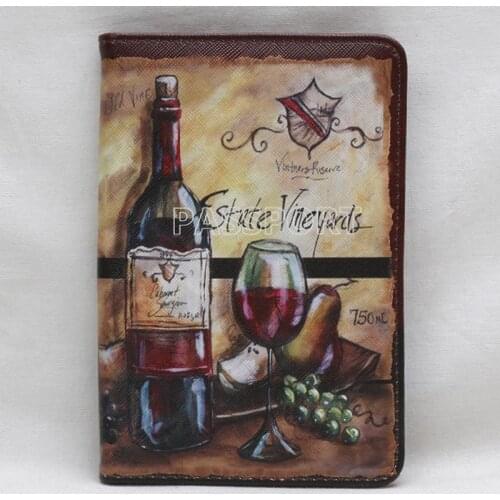 High Quality Travel Accessories Wine Bottle Passport Holder PU Leather Travel Passport Cover Case Card ID Holders 14cm*9.6cm