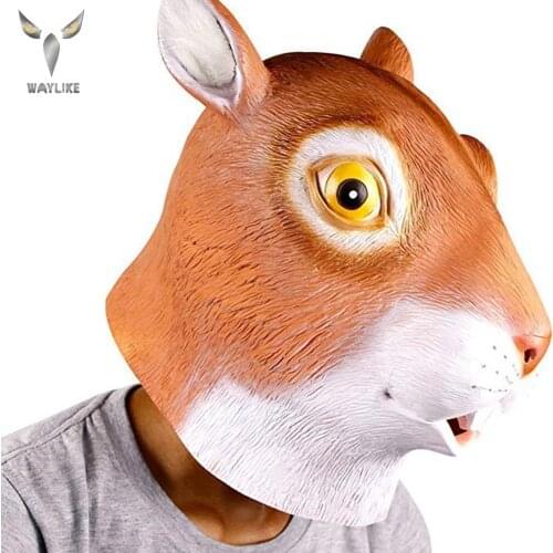 WAYLIKE Cute Squirrel Latex Head Mask Halloween Costume Party Funny Animal Mask