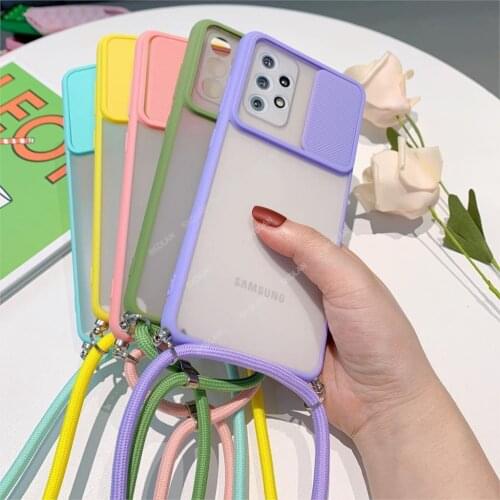 For xiaomi POCO X3 Pro x3 nfc F3 10T Pro Slide Camera Protector Crossbody Lanyard Strap Case for Redmi Note 10 9 Pro max K40 Pro