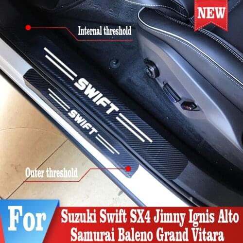 4PCS/Set Auto Door Threshold Car Door Sill Sticker For Suzuki Swift SX4 Jimny Ignis Alto Samurai Baleno Grand Vitara Accessories