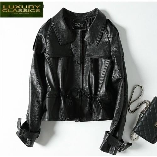Coat 100% Real Sheepskin Female Motorcycle Leather Short Genuine Leather Jacket Women Korean Spring Clothes 2021 LWL1481