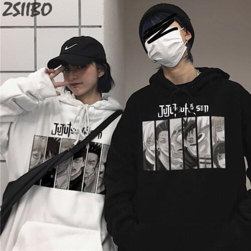 Females Streetwear Unisex Jujutsu Kaisen Harajuku Japanese Anime Funny Print Fashion Casual Sweatshirt Hoodies Women Hoody Coat