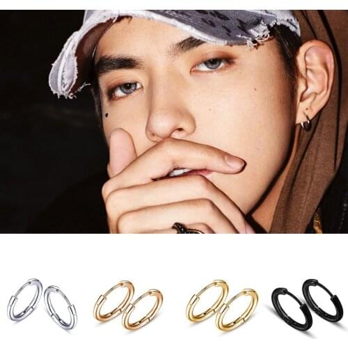 2PC /Set Stainless Steel Small Hoop Earrings for Women Men Gold Black Circle Ear Ring Earrings Helix Hoop Piercing 10mm