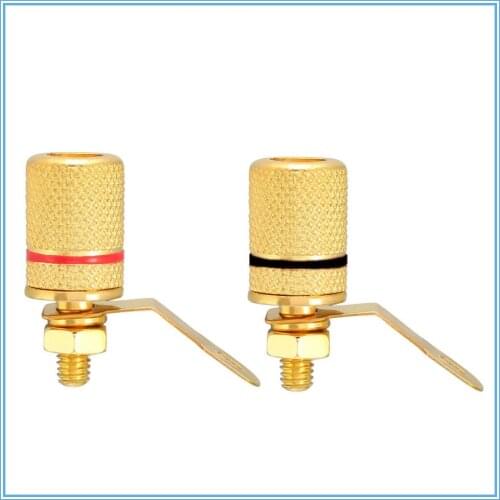 2Pcs Gold Plated Amplifier banana plugs Video Speaker Terminal Connectors Binding Post 4mm Banana Jack Outlet