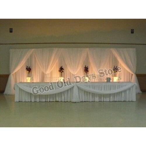 3M x 6M 2 layers Pure White Wedding Backrop Stage Curtain Decoration