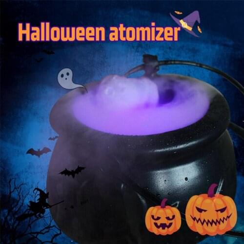 3Plug Halloween Witch Pot Mist Maker Smoke Machine Fogger Water Fountain Fog Machine Color Changing Party Decoration Festive New