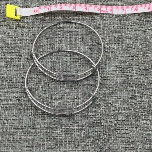 50pcs)Brand Quality 100% Pure Stainless Steel 50mm Diameter Child Size Expandable Simple Wire Bangle for Jewelry DIYDIY