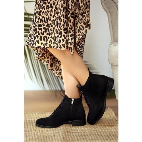 A960-20Siyah Nubuck Pink Potin Black Nubuck Women 'S Boots A960-20