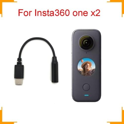 Insta360 one x2 mic adapter official mic audio adapter Handheld sport camera Accessories suit for 3.5mm universal microphone