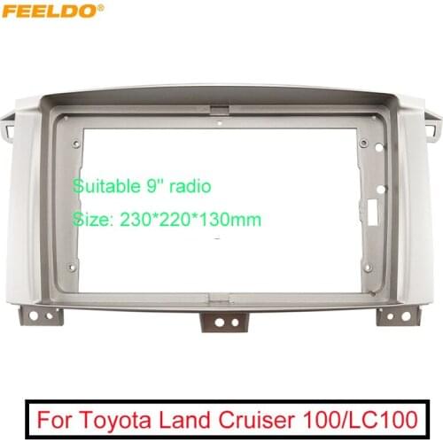 Car Audio Radio 9" Big Screen 2DIN Fascia Frame Adapter For LAND CRUISER 100 Manual AC DVD Player Dash Fitting Panel Frame Kit