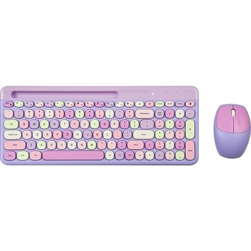 Mofii 2.4G Wireless Keyboard Mouse Combo keyboard and mouse sharing One receiver USB Interface 110 Key Slot Design Purple