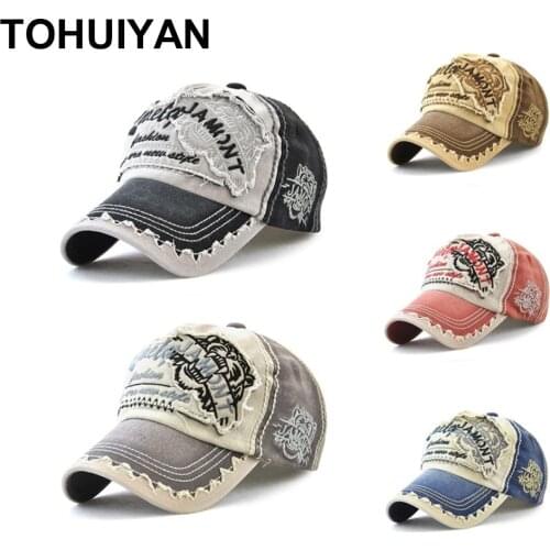 [TOHUIYAN] Distressed Baseball Cap Women Men Branded Bone Dad Hat Autumn Gorras Hombre Snapback Caps Embroidery Casquette Femme