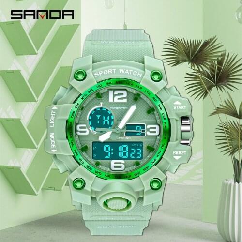 SANDA New Design Women Watches Sports Military Waterproof Watch Analog Digital Watch Ladies Clock Casual Relogio Feminino 842