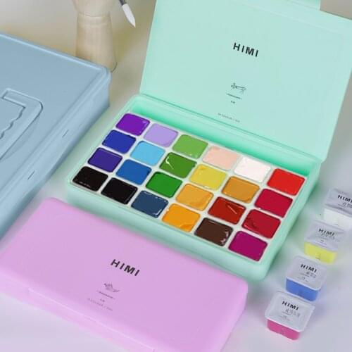 MIYA Gouache watercolor Paint Set 24 Colors * 30ml Unique Jelly Cup Design Portable Case with Palette for Artists Students Paint