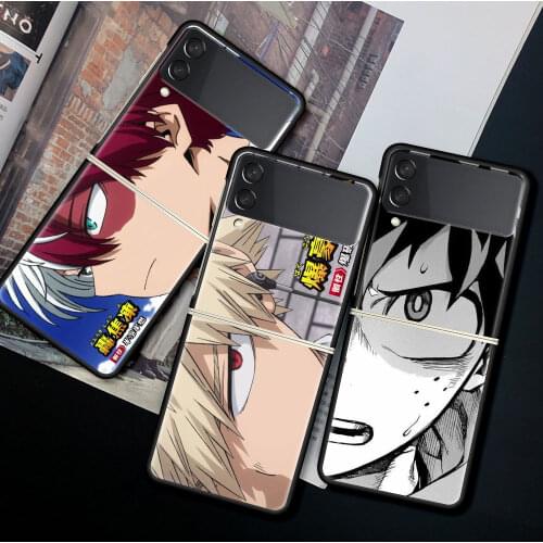 For Samsung Galaxy Z Flip 3 5G Case Luxury Matte Black Hard Phone Cover ZFlip 3 Shockproof Fundas Shell My Hero Academia Coque