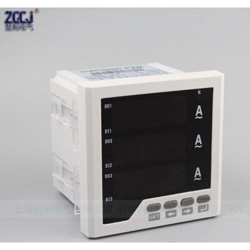 CJ-3AA33-3O-T AC/DC 85-265V supply AC 5A range 3 phase digital ampere meter with 3 switch signal output with RS485 current meter