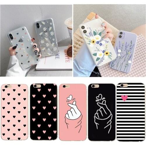For Coque iphone 11 Silicone Case Clear Flower Floral Soft TPU Cover For iphone 11 pro max xs xr 6s 7 8 plus SE 2020